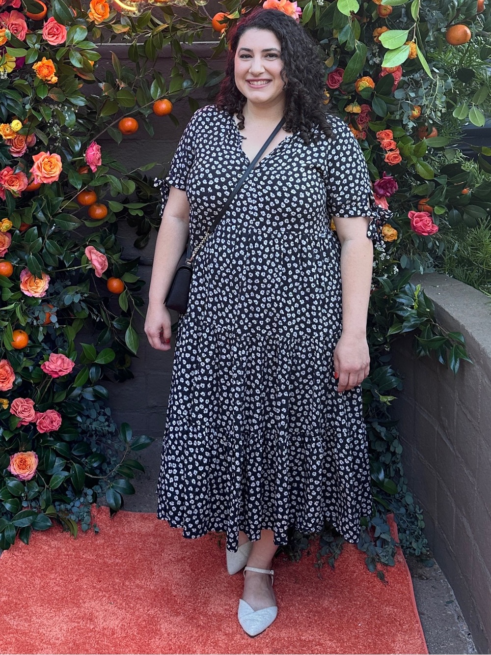 Black Floral Madewell Midi Dress - Classic Women's Dress